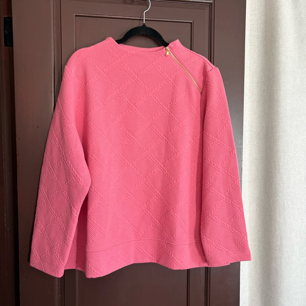 NWT Talbots cable knit funnel neck pullover sweatshirt plus pink size 2X